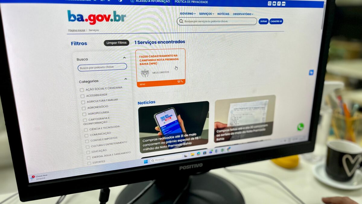 Nota Premiada Bahia amplia acesso com cadastro no ba.gov.br